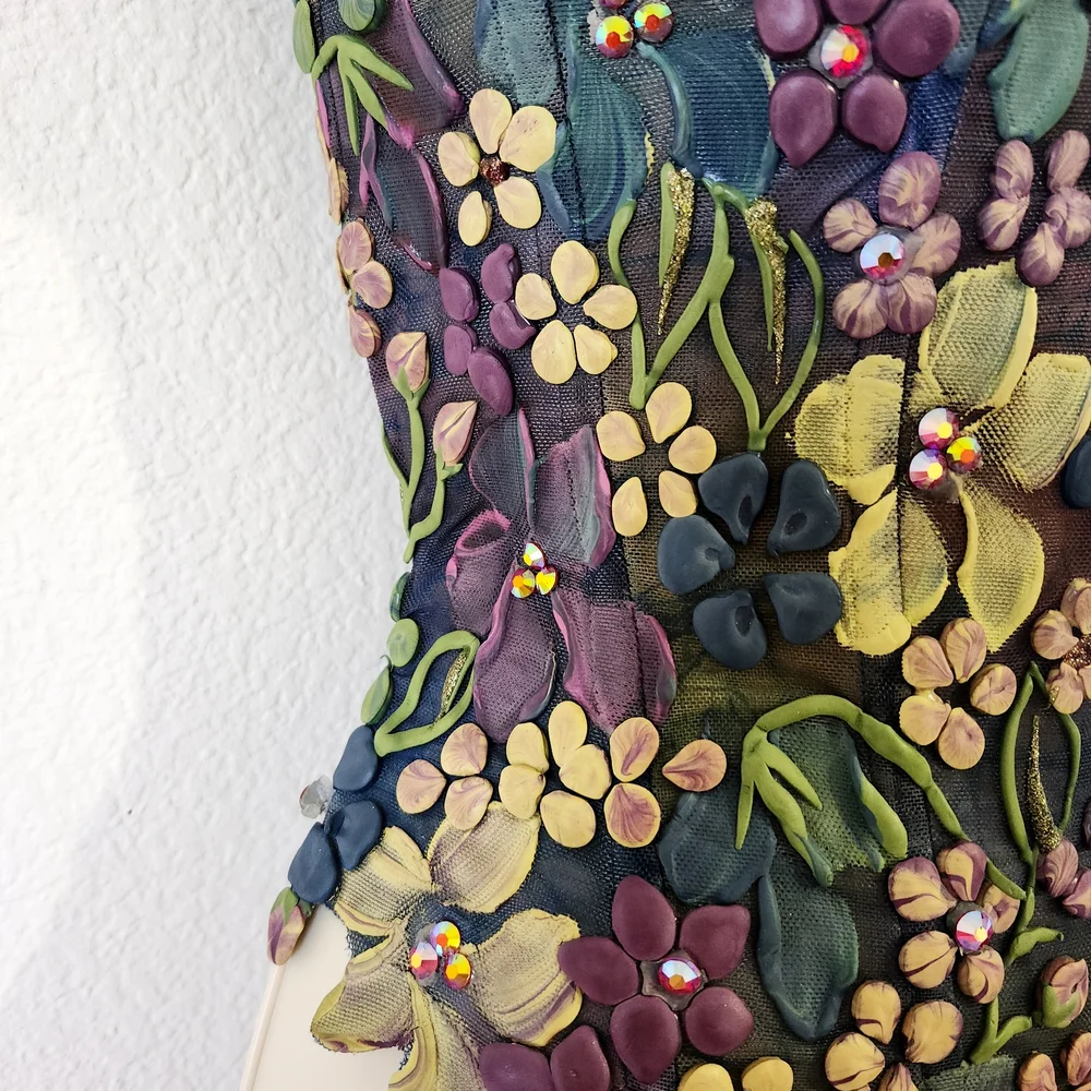 Ema Savahl 'Couture' Line Floral Embroidered Red Carpet Corset Top - Picture 8 of 14